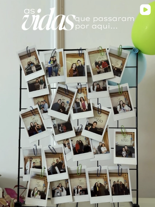As vidas que passaram por aqui — mural de polaroids da Clínica Vizzo